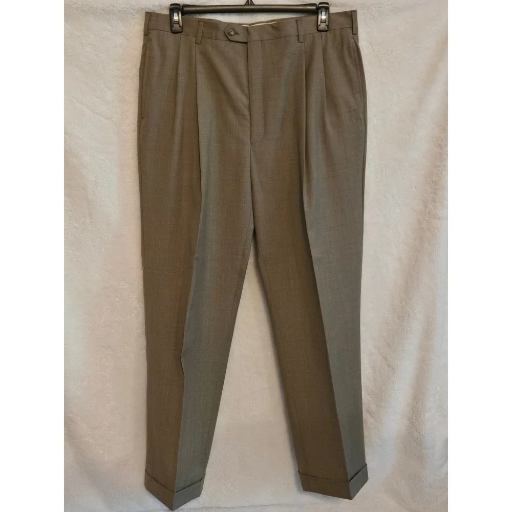 Jos. A. Bank Signature Collection Mens 44L Tan 2-Button 2-Piece Suit 38×32 Pants